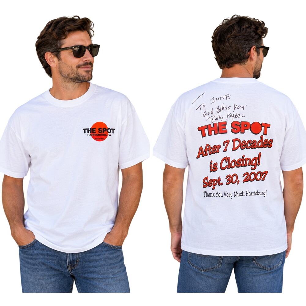The Spot Harrisburg PA 2007 Closing T-Shirt Signed Local Restaurant History L
